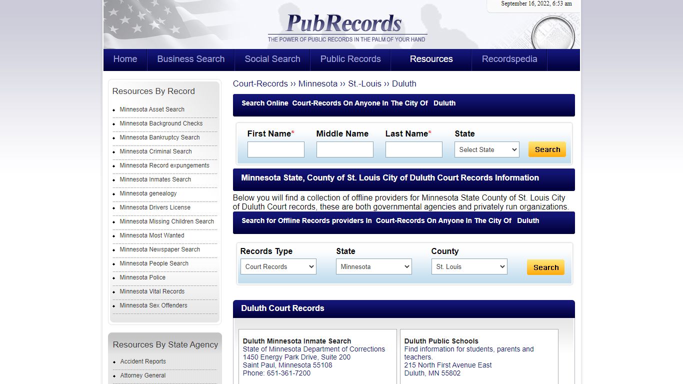 Duluth, St. Louis County, Minnesota Court Records - Pubrecords.com